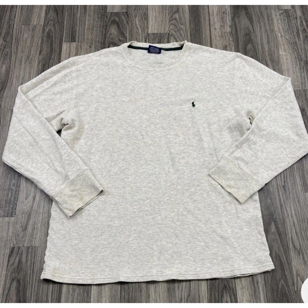 Polo Ralph Lauren Crewneck Pullover Gray Thermal Sleepwear Shirt Men's Size XL